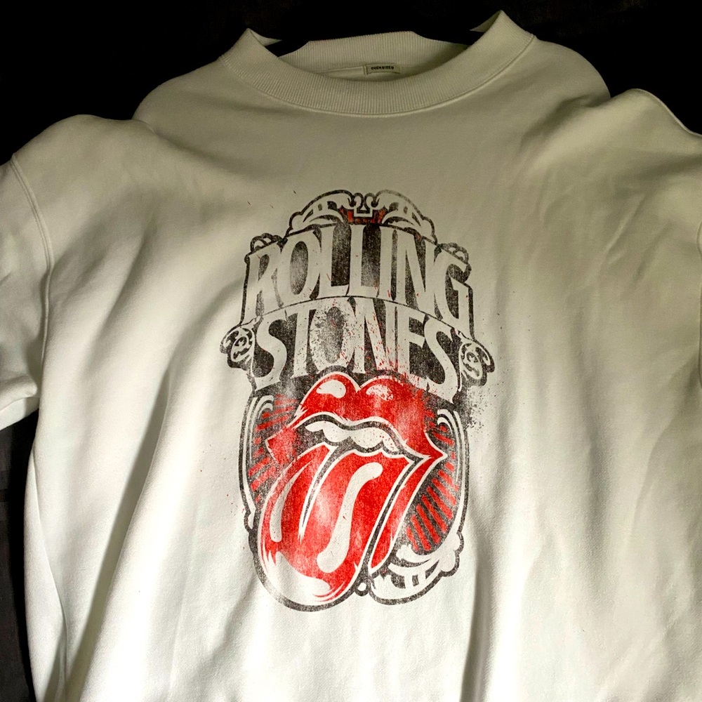 Brand new never worn rolling stones oversized crew neck white sweatshirt